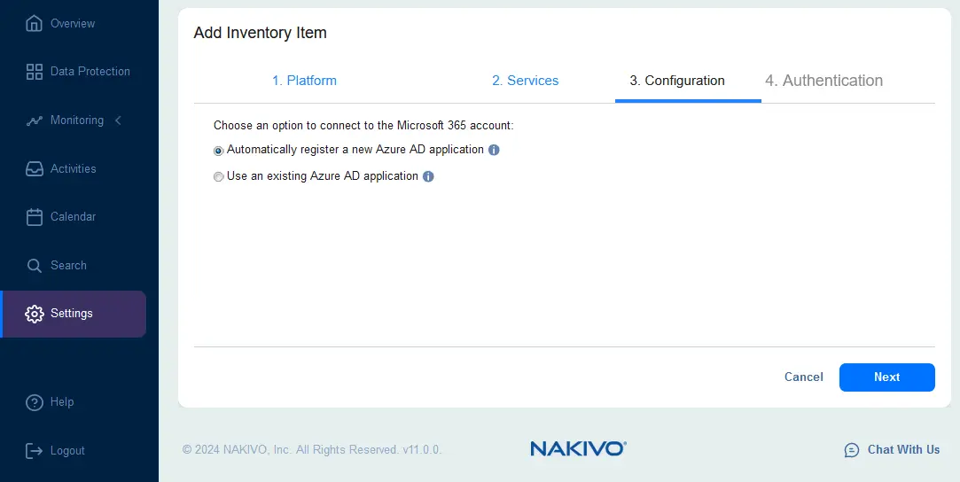 Registering an Azure AD application to add your Microsoft 365 account