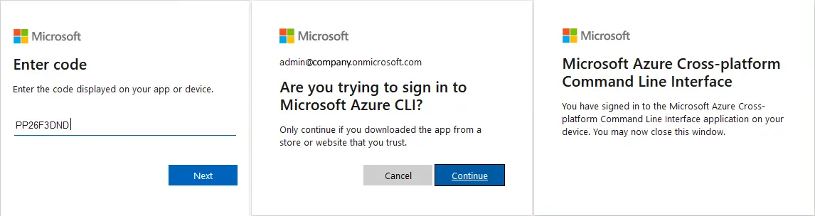 Configuración de la autenticación de Microsoft 365 y acceso a Microsoft Azure CLI