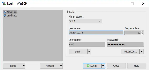 Connecting to the ESXi datastore with WinSCP