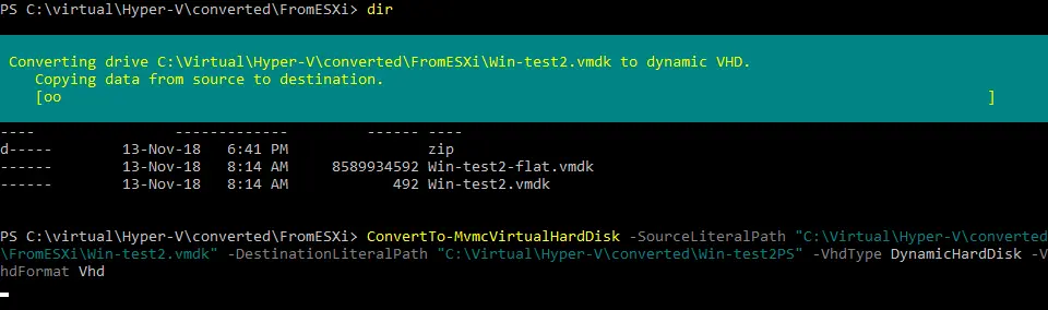 Converting VMDK from ESXi to VHD for migration