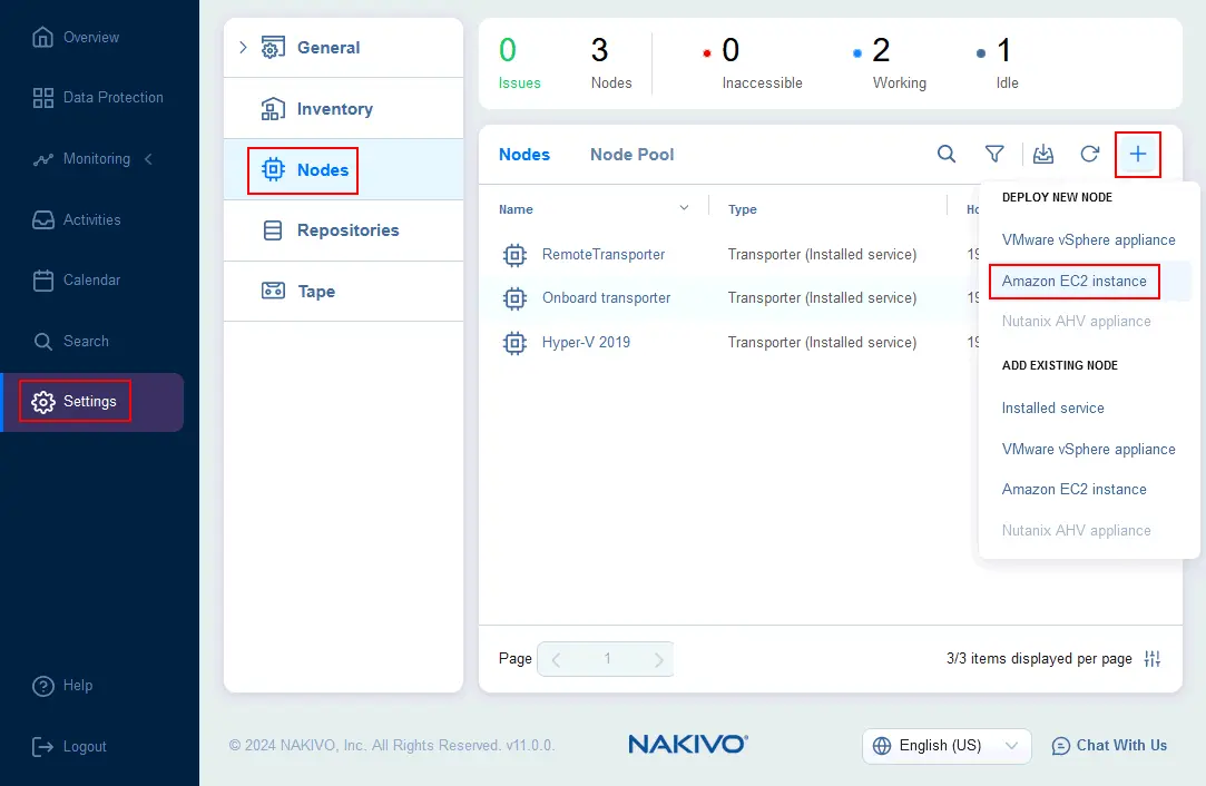 Instalación de un transportador en AWS