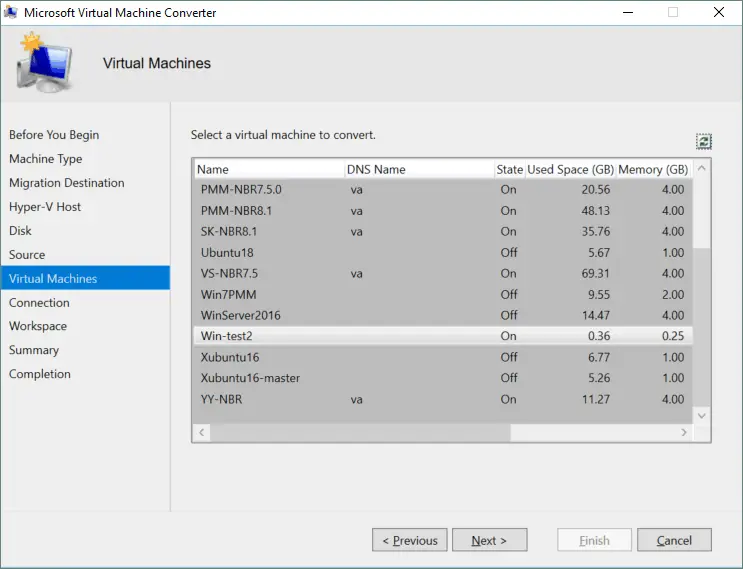 MVMC– selecting a VM