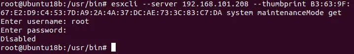 A username and password are needed to run the command on an ESXi server