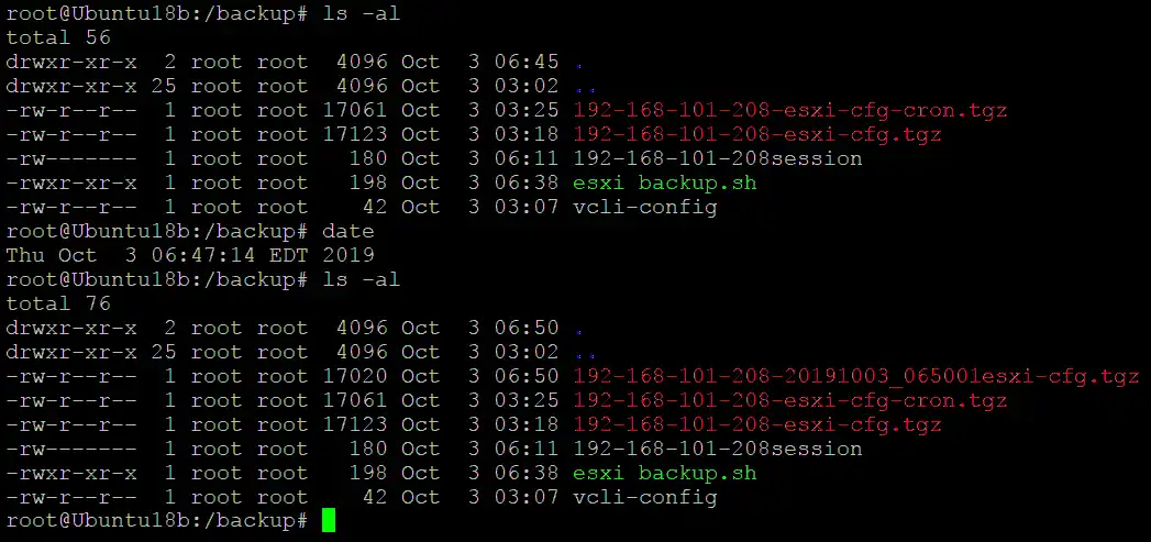 ESXi configuration backup files have unique names