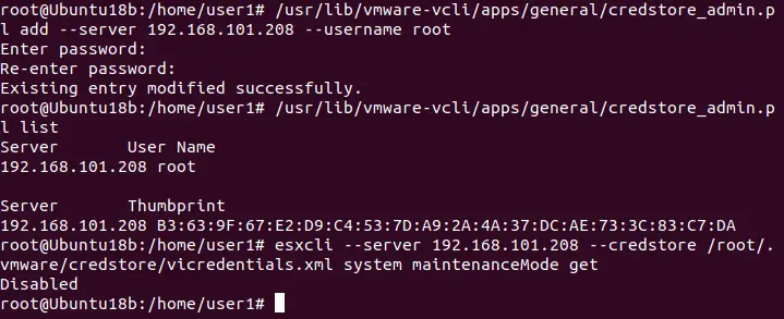 Running commands in vSphere CLI without entering the credentials