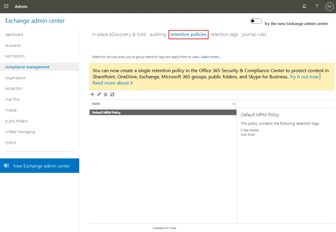 Configuring retention policies to preserve old emails in Microsoft 365