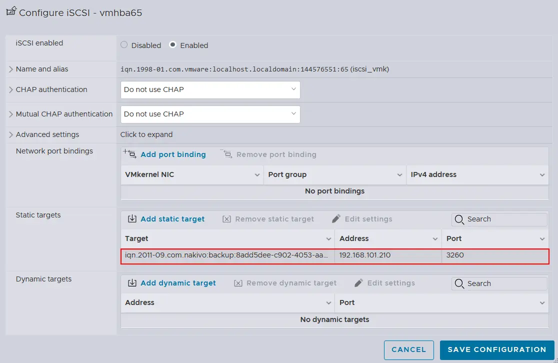 A virtual disk is connected to the recovered VM