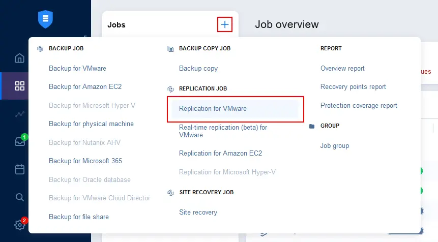 Running a replication job to perform full VM recovery