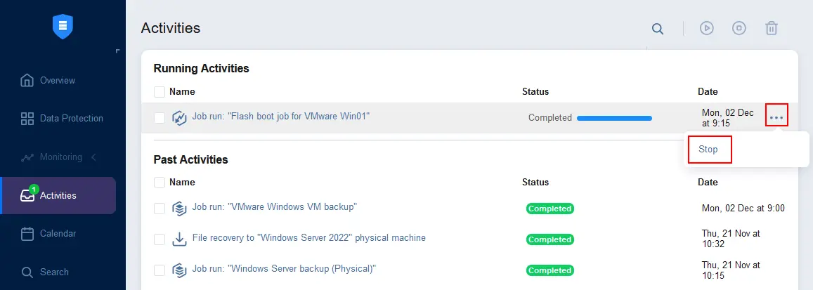 Stopping a Flash VM boot job