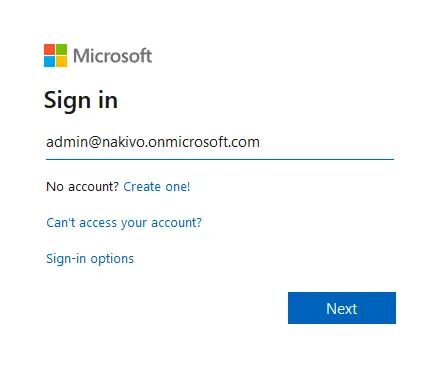 The Office 365 admin login page