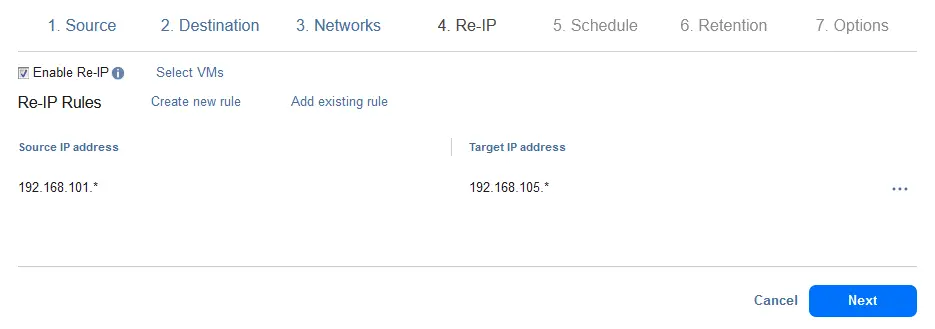 The Re-IP options