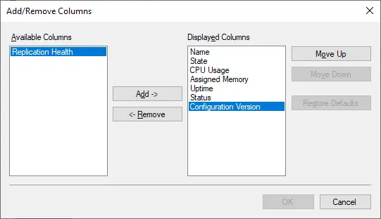 Add or remove columns