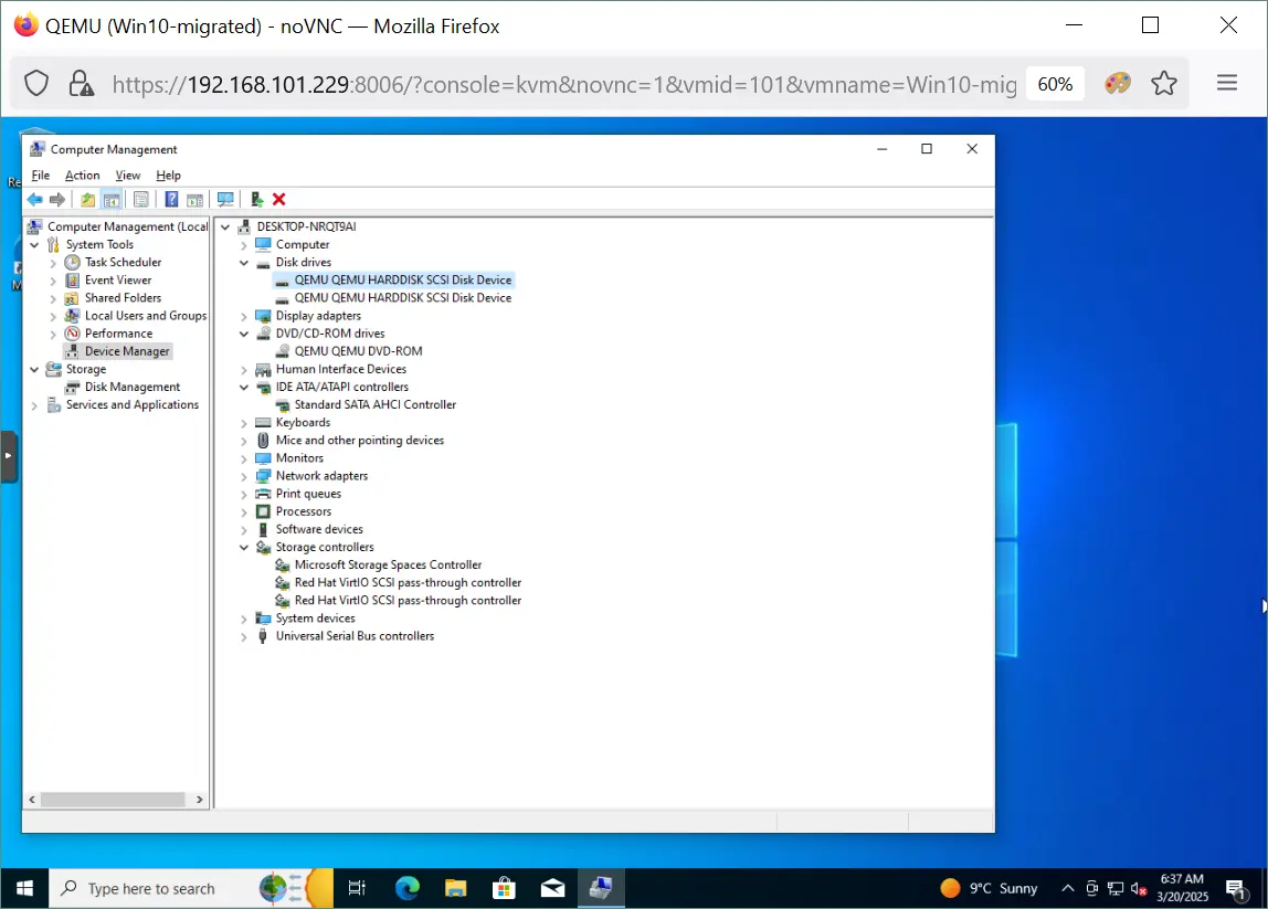 Booting the guest OS on the migrated VM