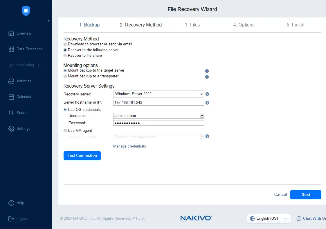 Choosing the recovery method