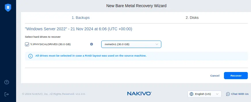Selecting source disks and destination disks