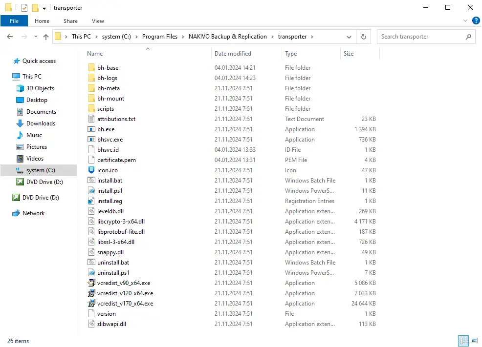 The directory where the Transporter agent is installed