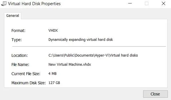 Virtual Hard Disk Properties