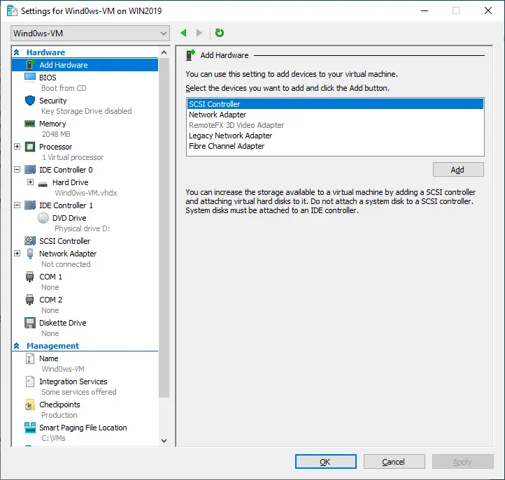 VM Settings
