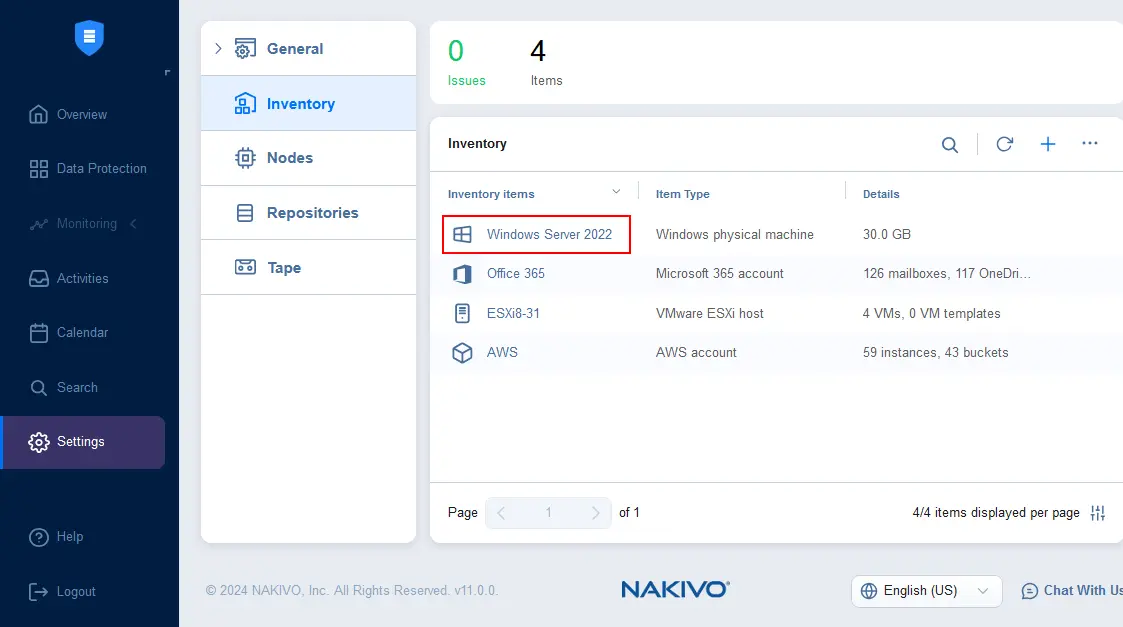Windows Server 2022 is added to the inventory