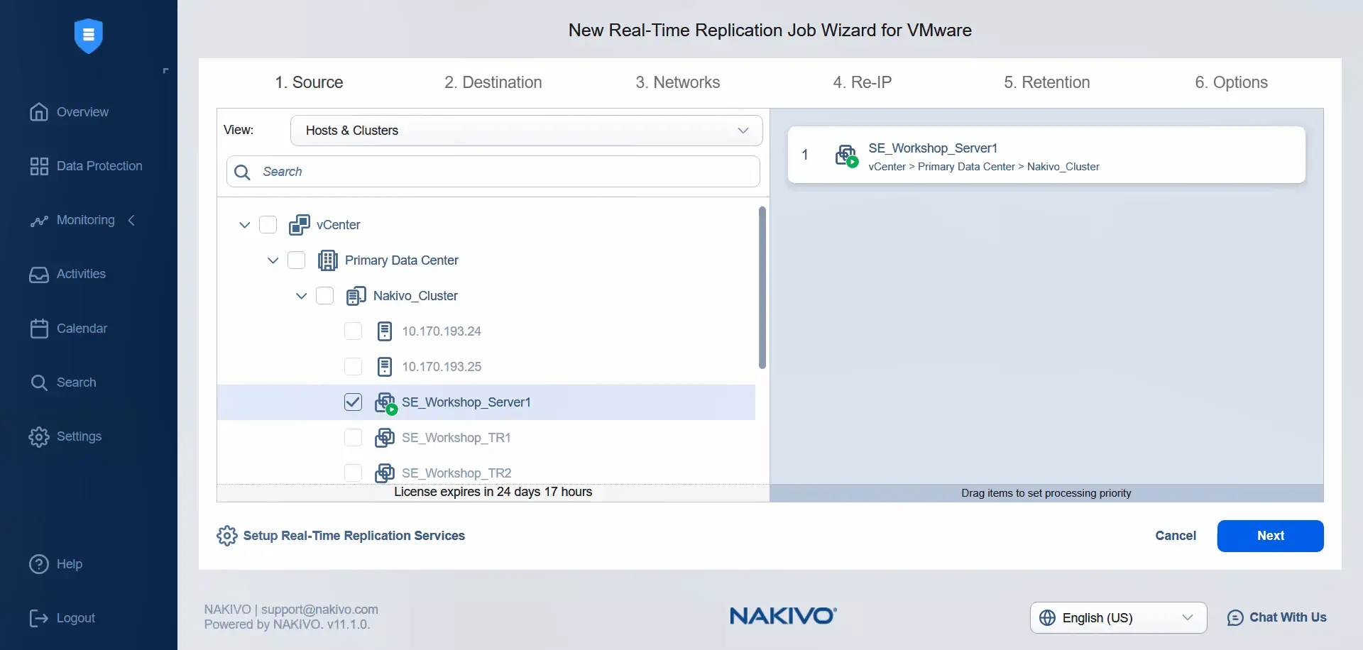 Selecting a source virtual machine