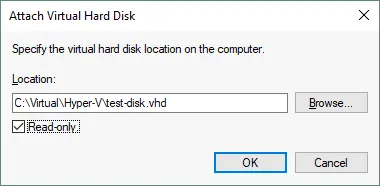 Attaching a VHD disk in Windows
