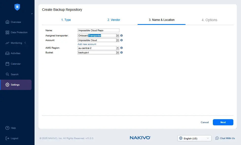 Setting the name and location