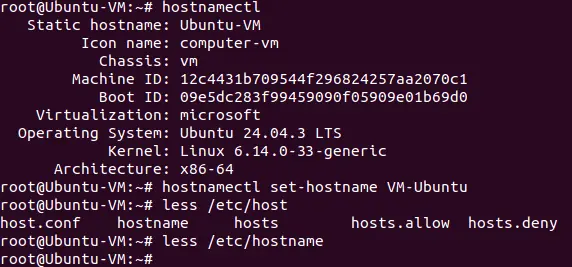 Checking a hostname in Ubuntu