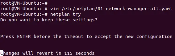 Checking the network configuration in Ubuntu with the netplan