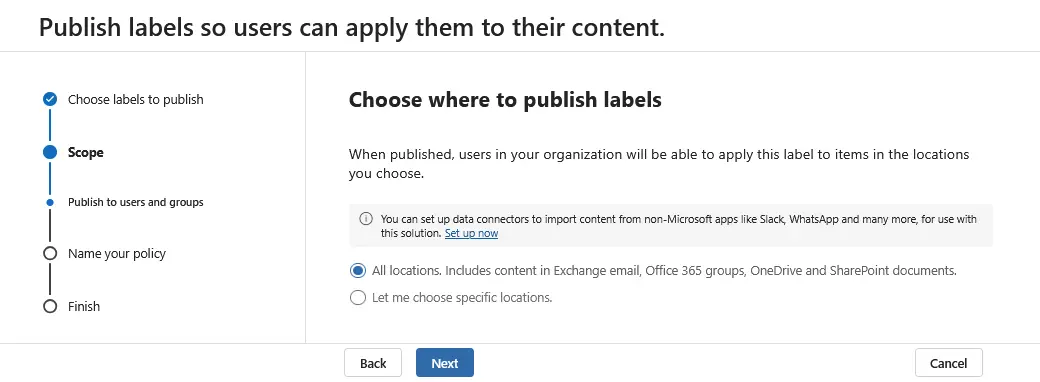 Choosing where to publish labels