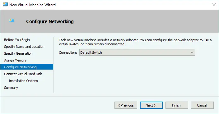 Selecting a virtual switch to connect