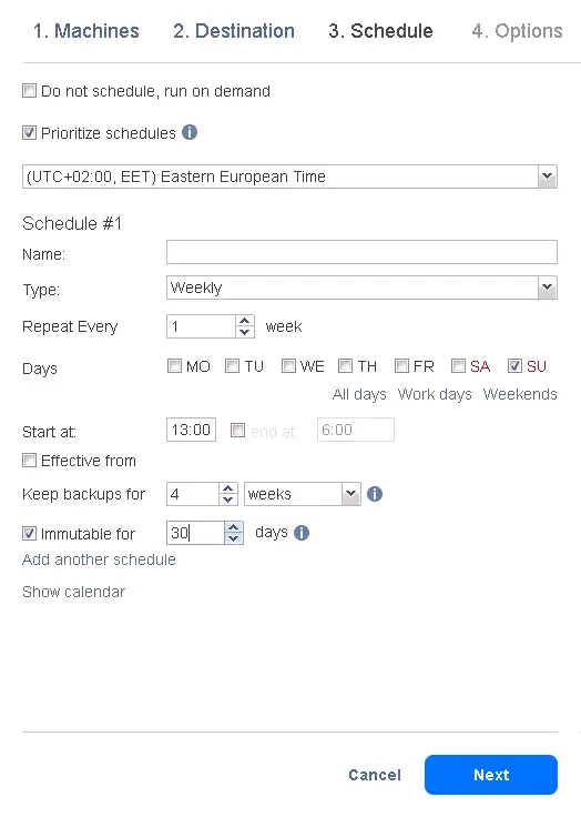 Configuring scheduling and retention for Azure data protection