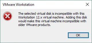A compatibility error message