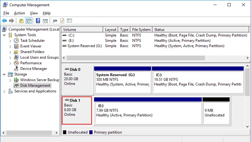 A virtual disk is attached and a partition is mounted successfully
