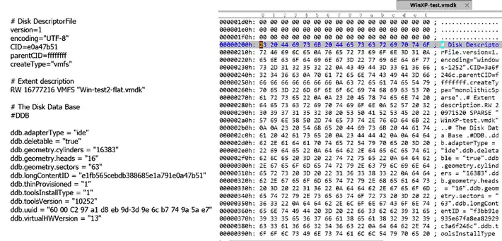 Comparing ESXi and Workstation descriptor files
