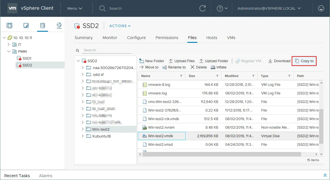 Copying virtual disk and descriptor vmdk files