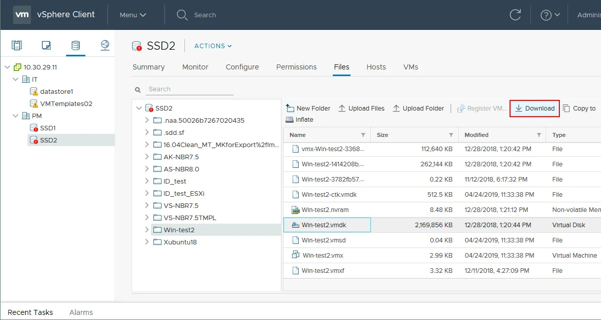 Downloading vmdk and descriptor files