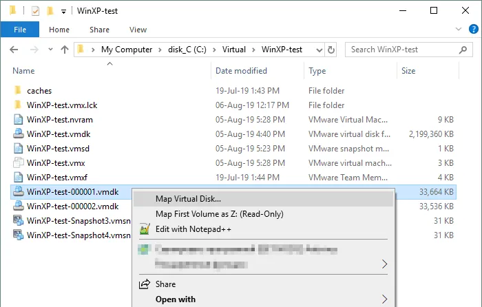 map a vmdk file in Windows with VMware Workstation