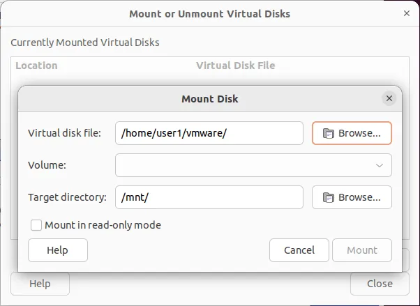 mount disk pop-up
