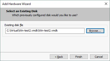 Selecting the VMDK file