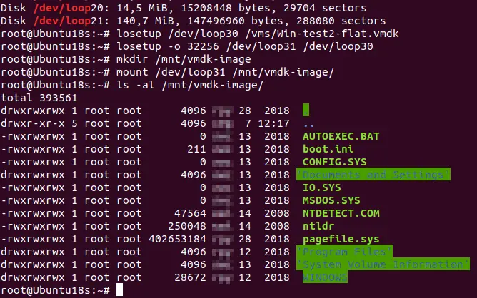 Using a loopback pseudo-device to mount a vmdk file