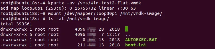 Using kpartx to mount vmdk images in Linux