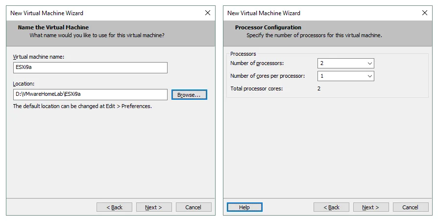 Setting the name, location and processor configuration