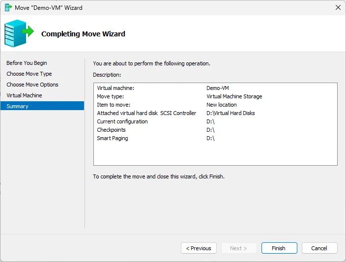 Moving the VM data to a single location