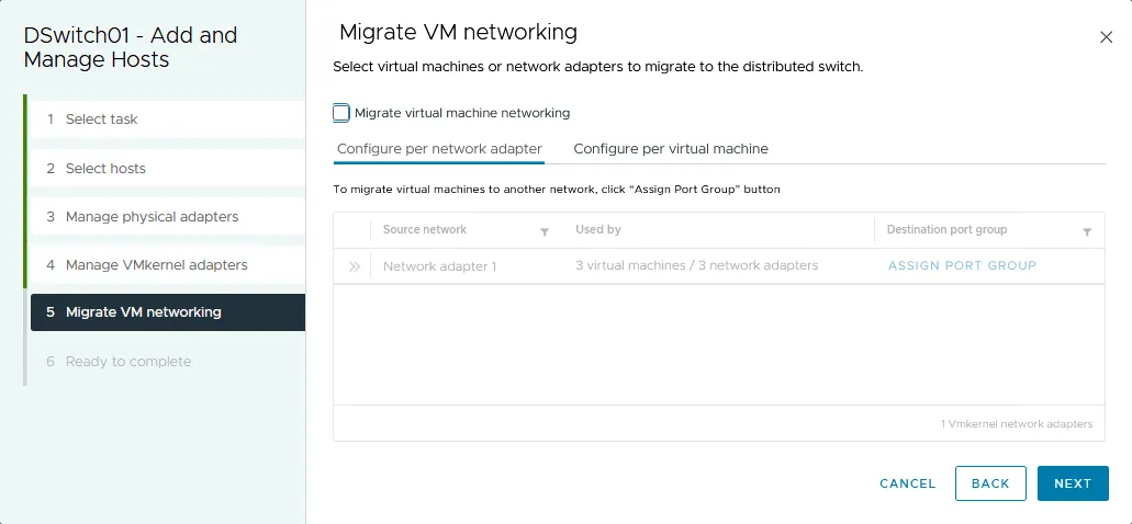 Migrating VM networking